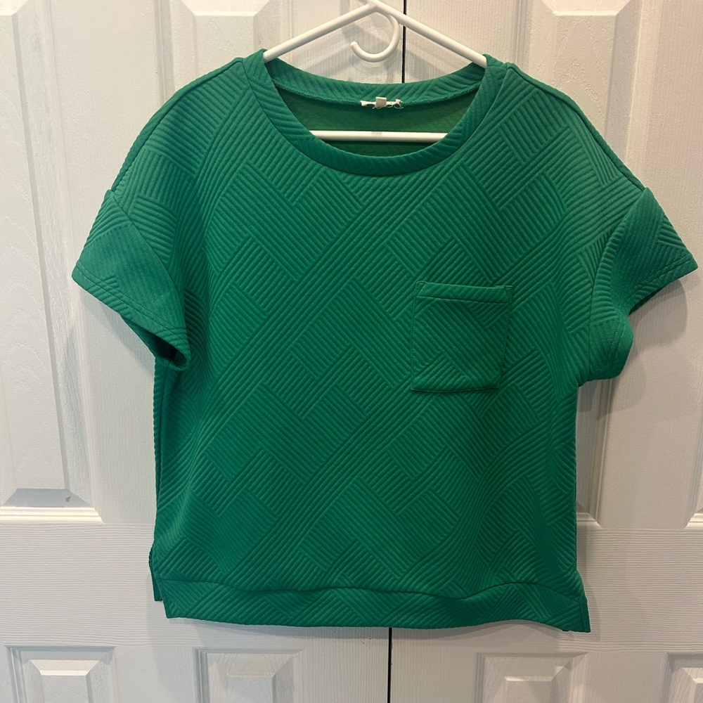 JODIFL Green Textured Pocket Shirt Size Medium